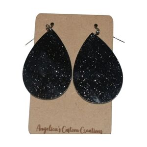 Black Glitter Acrylic Drop Earrings
